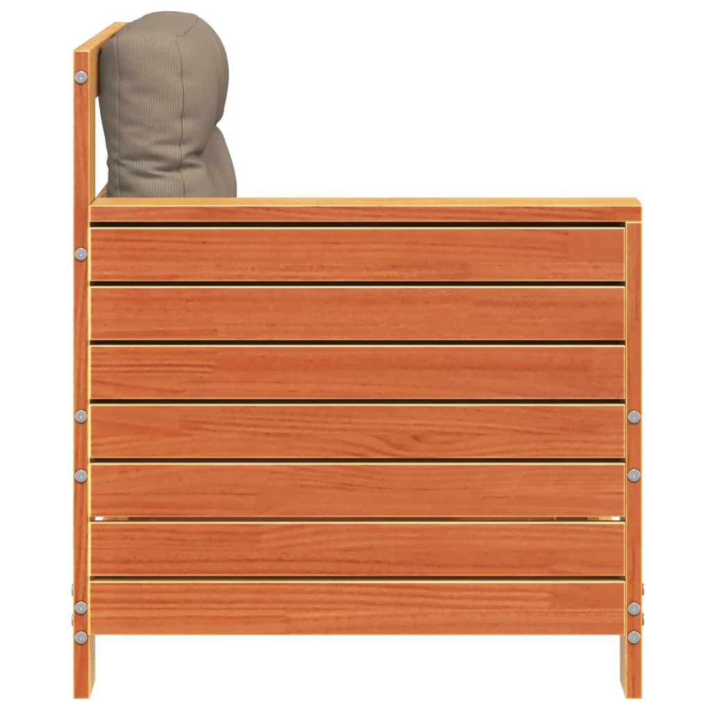 Tuinbank met armleuning en kussen massief grenenhout wasbruin is nu te koop bij PeponiXL, paradijselijk wonen!