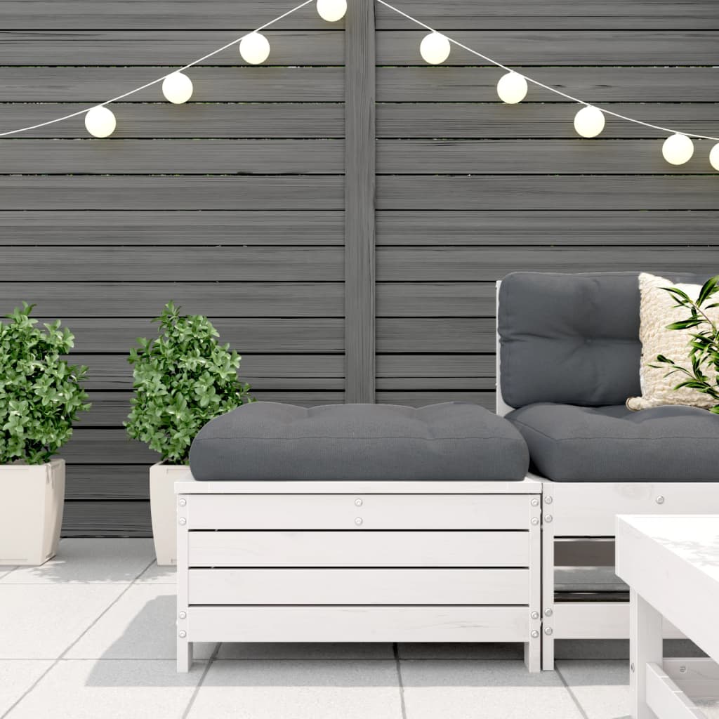 Tuinvoetenbank met kussen massief grenenhout wit is nu te koop bij PeponiXL, paradijselijk wonen!