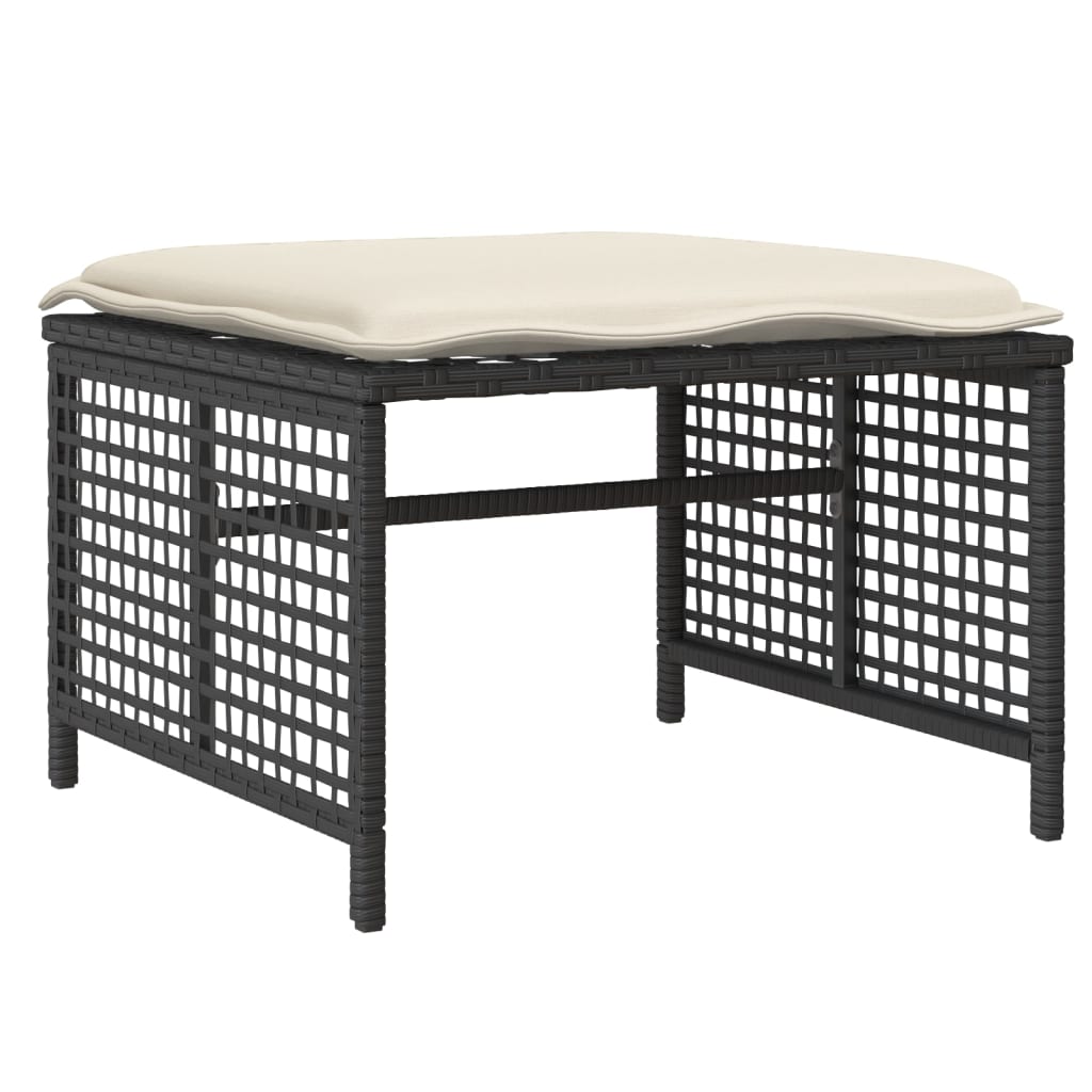 4-delige Loungeset met kussens poly rattan en glas zwart is nu te koop bij PeponiXL, paradijselijk wonen!