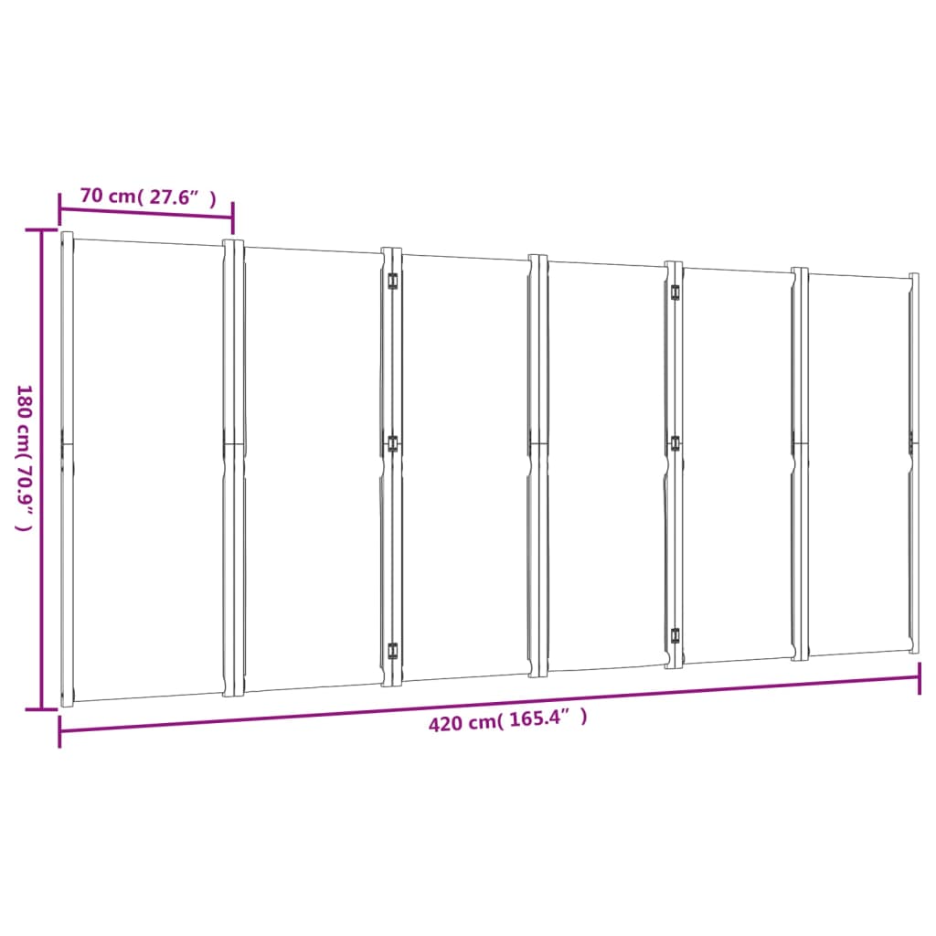 Kamerscherm met 6 panelen 420x180 cm lichtgrijs is nu te koop bij PeponiXL, paradijselijk wonen!