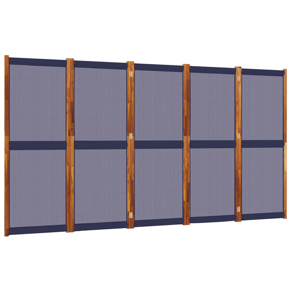 Kamerscherm met 5 panelen 350x180 cm donkerblauw is nu te koop bij PeponiXL, paradijselijk wonen!