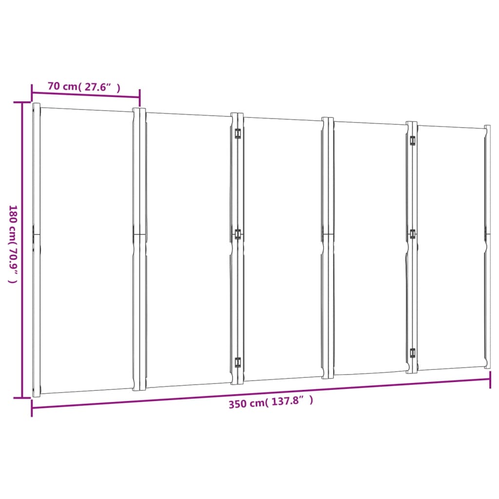 Kamerscherm met 5 panelen 350x180 cm taupe is nu te koop bij PeponiXL, paradijselijk wonen!
