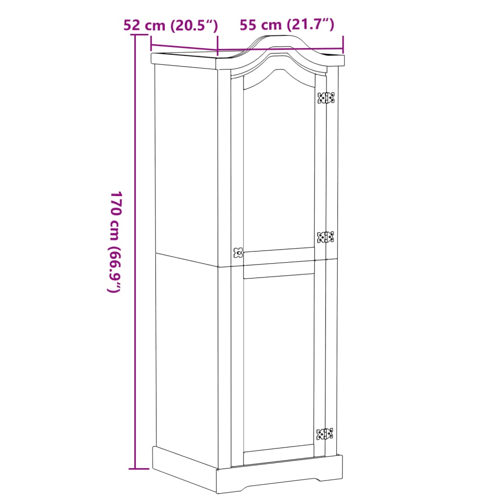 Kledingkast Corona 55x52x170 cm massief grenenhout is nu te koop bij PeponiXL, paradijselijk wonen!