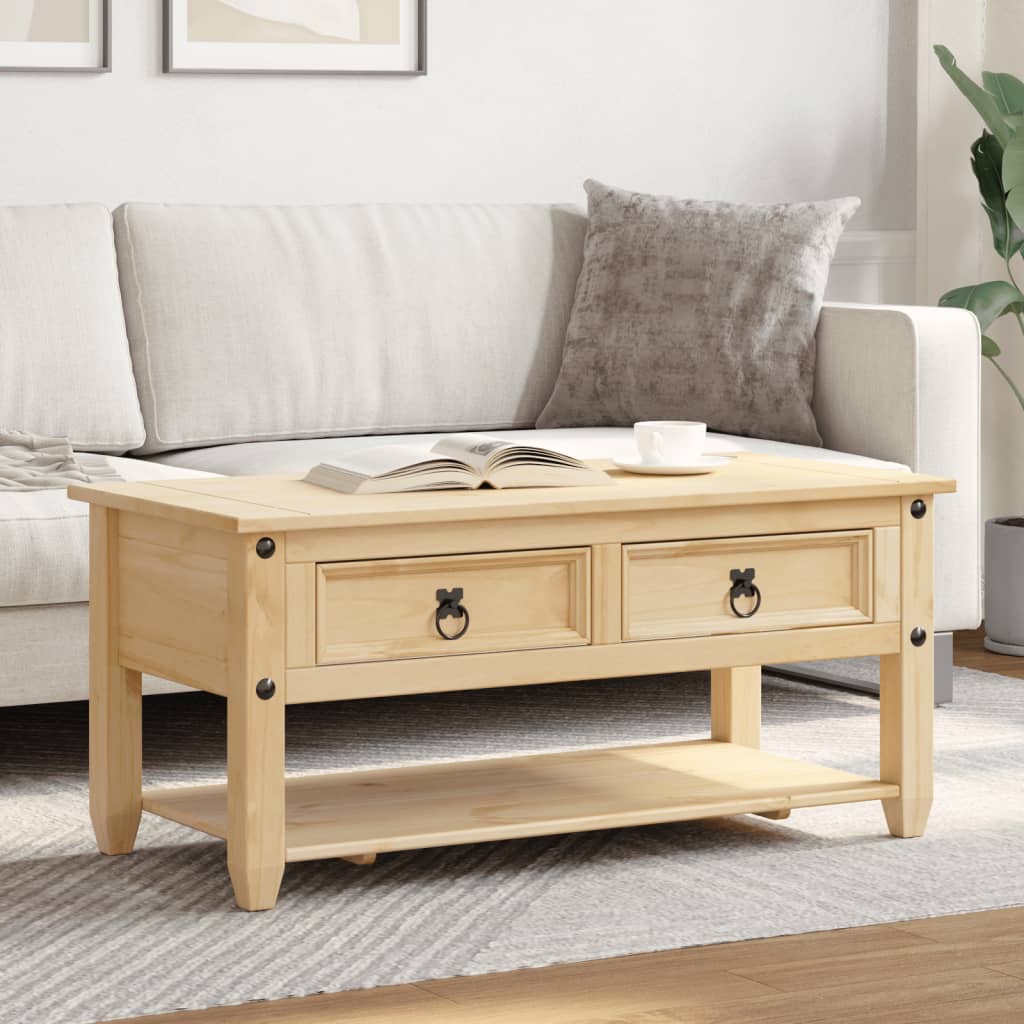 Salontafel met lades Corona 100x48x45 cm massief grenenhout is nu te koop bij PeponiXL, paradijselijk wonen!
