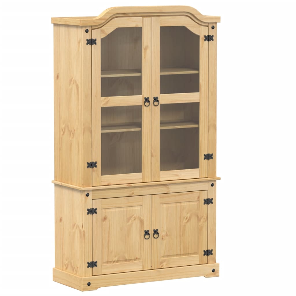 Vitrinekast Corona 103,5x42x180 cm massief grenenhout is nu te koop bij PeponiXL, paradijselijk wonen!