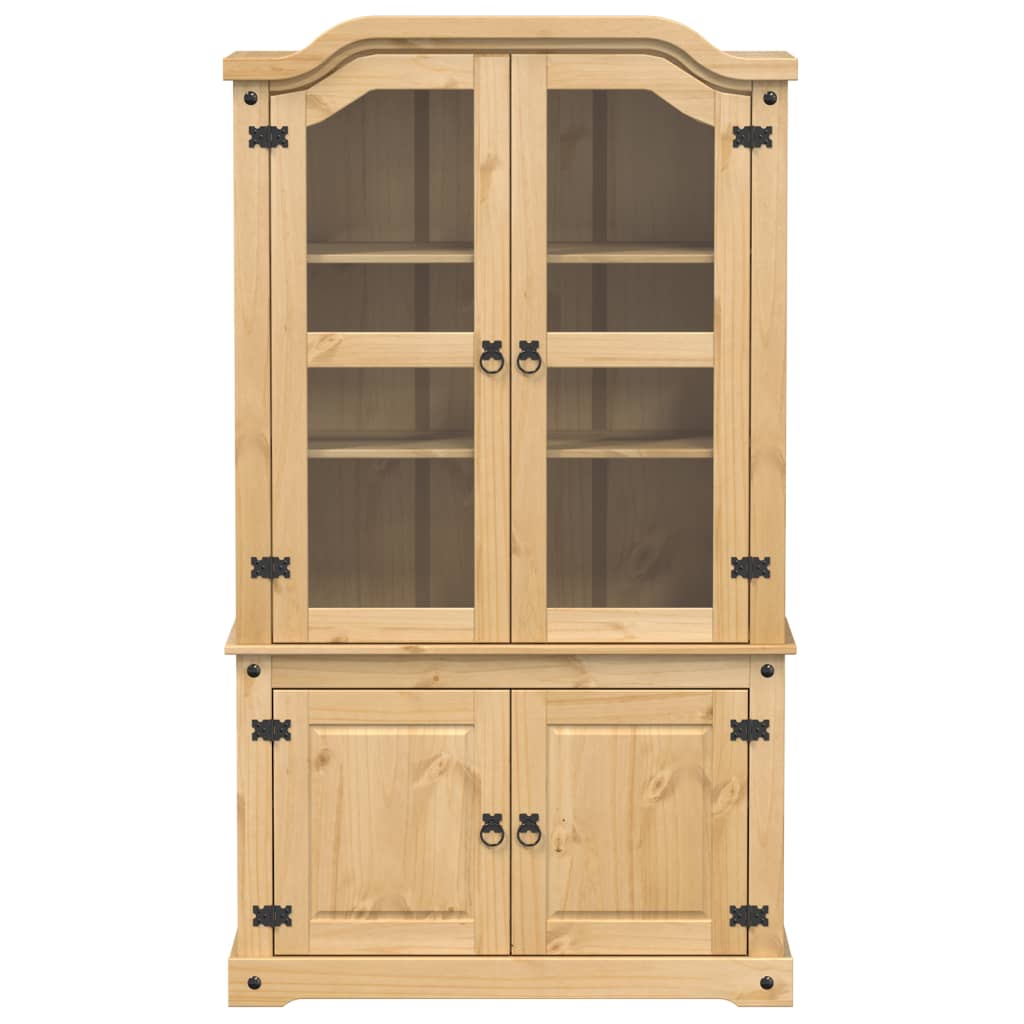 Vitrinekast Corona 103,5x42x180 cm massief grenenhout is nu te koop bij PeponiXL, paradijselijk wonen!