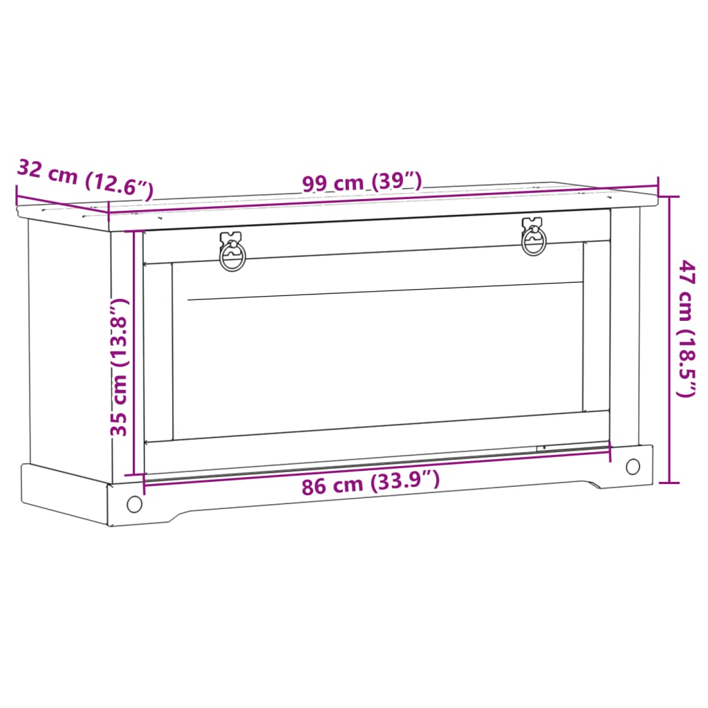 Schoenenkast Corona 99x32x47 cm massief grenenhout is nu te koop bij PeponiXL, paradijselijk wonen!