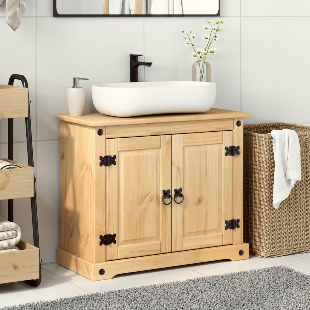 Badkamer wastafelkast Corona 73x33x60 cm massief grenenhout is nu te koop bij PeponiXL, paradijselijk wonen!