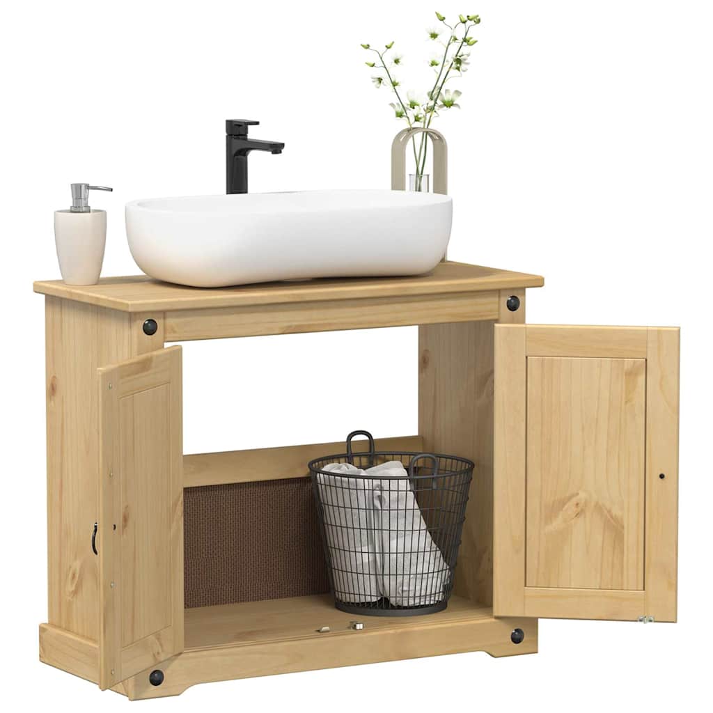 Badkamer wastafelkast Corona 73x33x60 cm massief grenenhout is nu te koop bij PeponiXL, paradijselijk wonen!