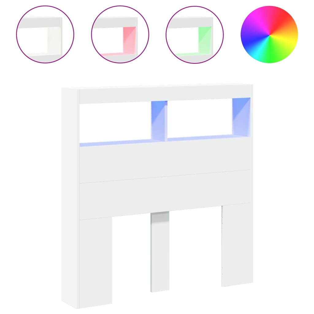 Hoofdbordkast met LED-verlichting 100x17x102 cm wit is nu te koop bij PeponiXL, paradijselijk wonen!