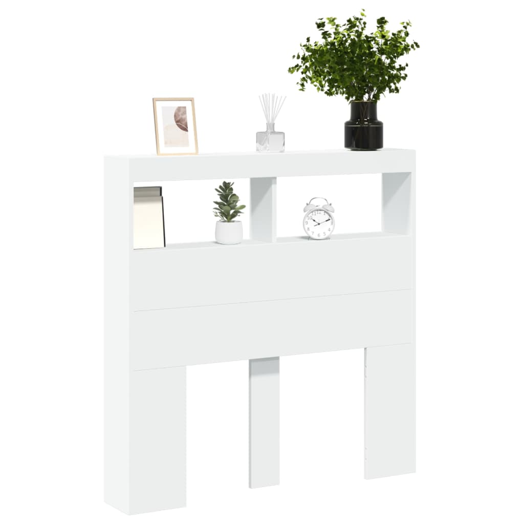Hoofdbordkast met LED-verlichting 100x17x102 cm wit is nu te koop bij PeponiXL, paradijselijk wonen!