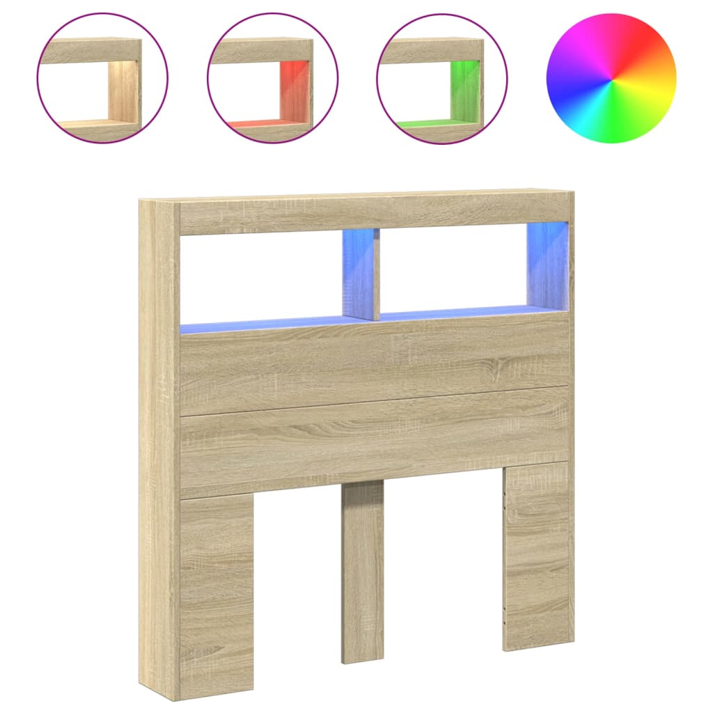 Hoofdbordkast met LED-verlichting 100x17x102 cm sonoma eiken is nu te koop bij PeponiXL, paradijselijk wonen!