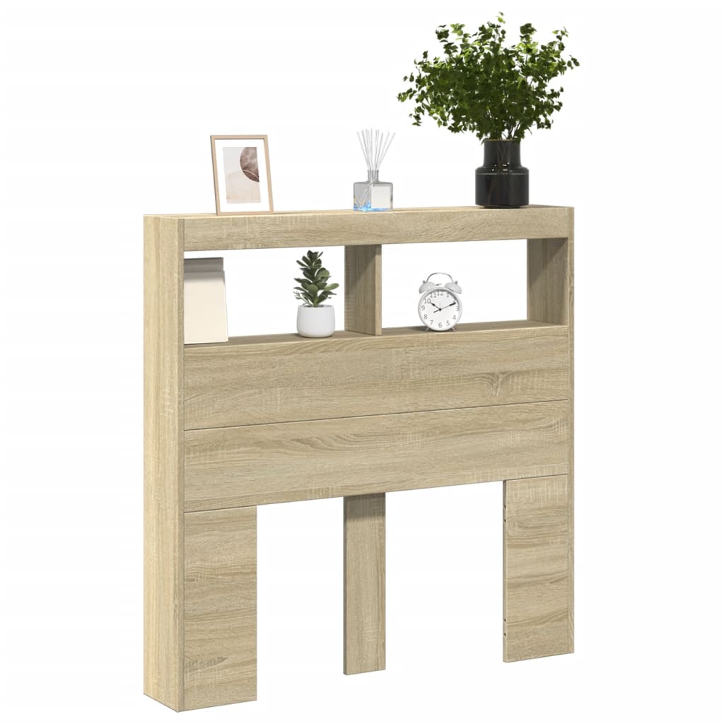 Hoofdbordkast met LED-verlichting 100x17x102 cm sonoma eiken is nu te koop bij PeponiXL, paradijselijk wonen!