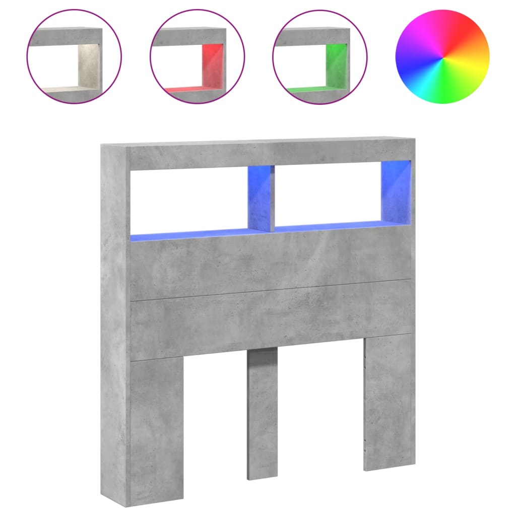Hoofdbordkast met LED-verlichting 100x17x102 cm betongrijs is nu te koop bij PeponiXL, paradijselijk wonen!
