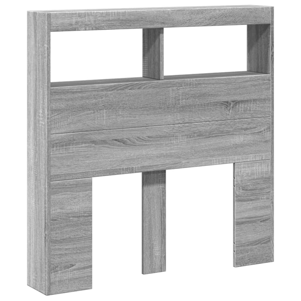 Hoofdbordkast met LED-verlichting 100x17x102 cm grijs sonoma is nu te koop bij PeponiXL, paradijselijk wonen!