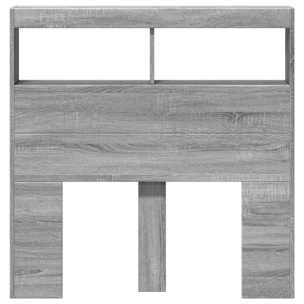 Hoofdbordkast met LED-verlichting 100x17x102 cm grijs sonoma is nu te koop bij PeponiXL, paradijselijk wonen!