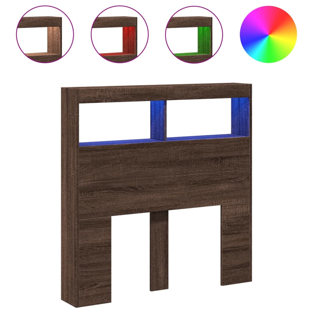 Hoofdbordkast met LED-verlichting 100x17x102 cm bruin eiken is nu te koop bij PeponiXL, paradijselijk wonen!