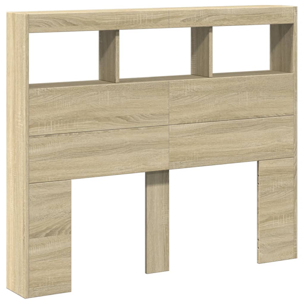 Hoofdbordkast met LED-verlichting 120x17x102 cm sonoma eiken is nu te koop bij PeponiXL, paradijselijk wonen!