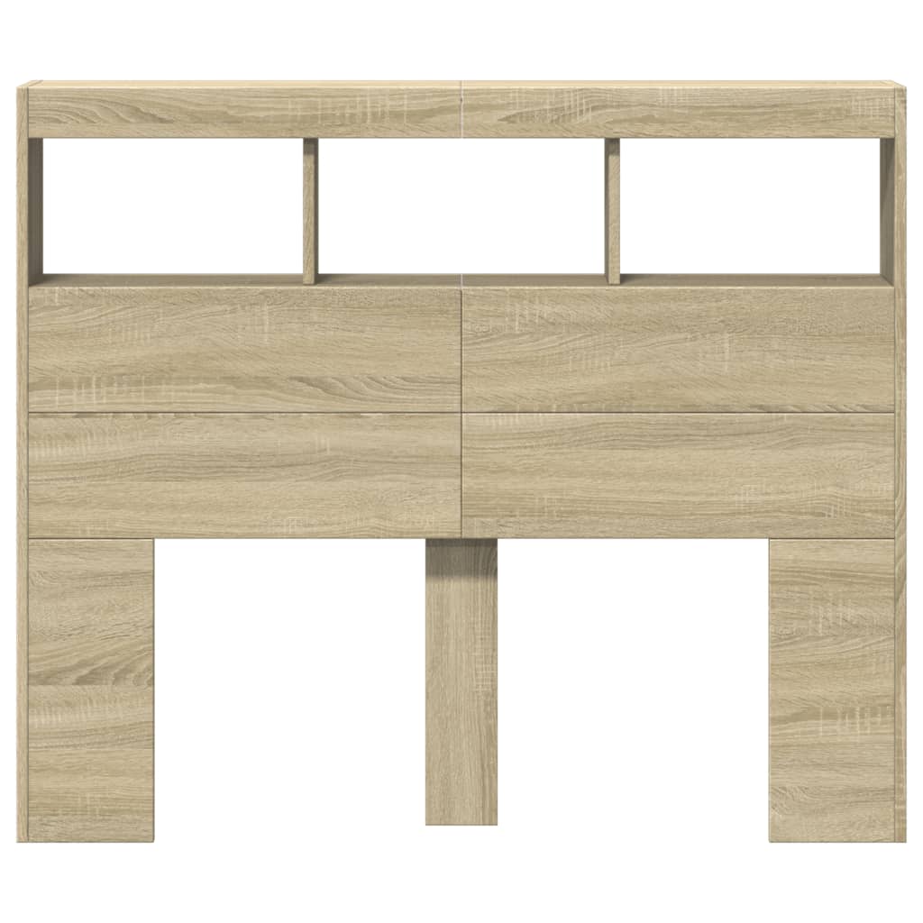 Hoofdbordkast met LED-verlichting 120x17x102 cm sonoma eiken is nu te koop bij PeponiXL, paradijselijk wonen!