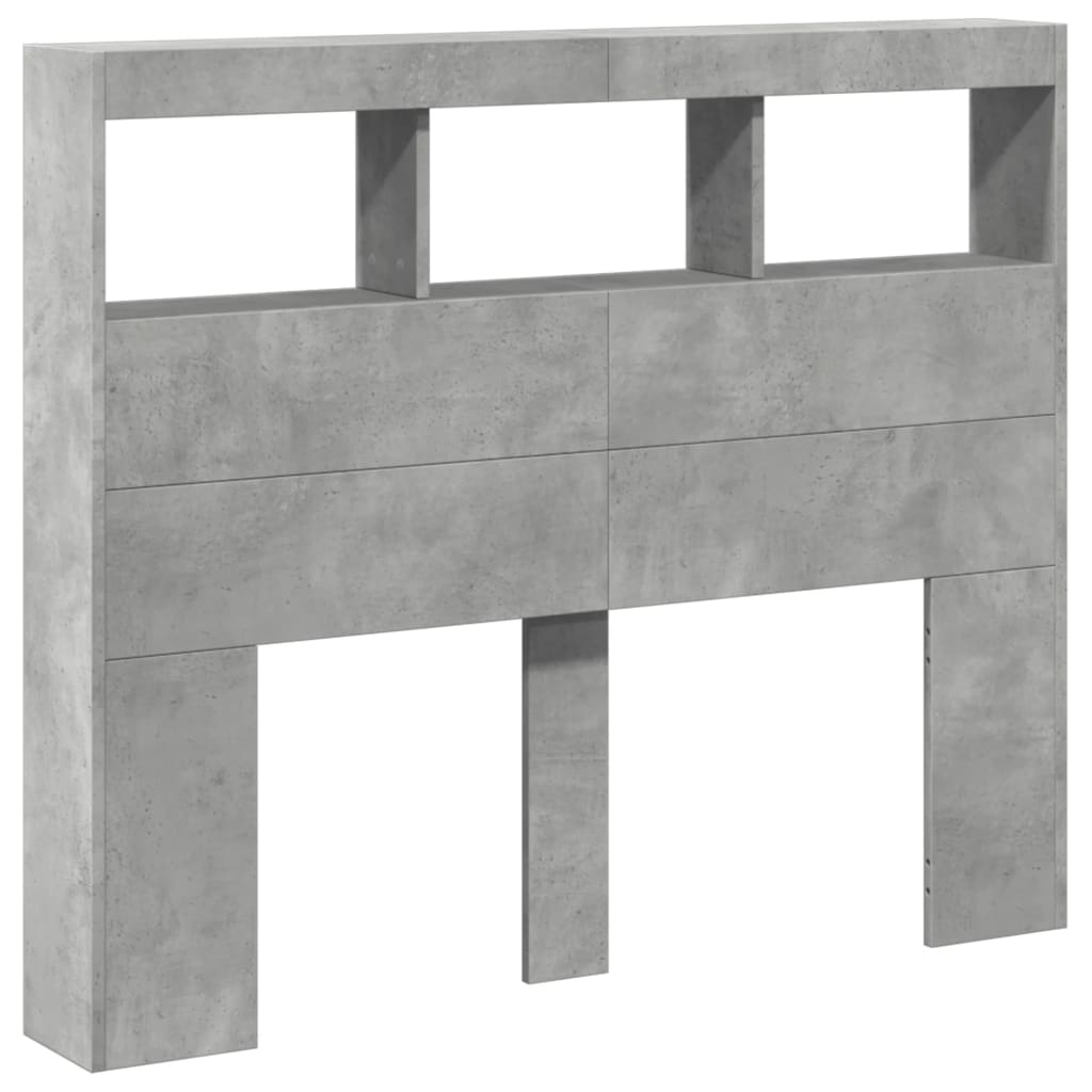 Hoofdbordkast met LED-verlichting 120x17x102 cm betongrijs is nu te koop bij PeponiXL, paradijselijk wonen!