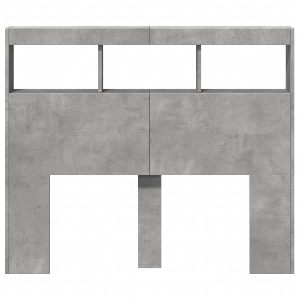 Hoofdbordkast met LED-verlichting 120x17x102 cm betongrijs is nu te koop bij PeponiXL, paradijselijk wonen!