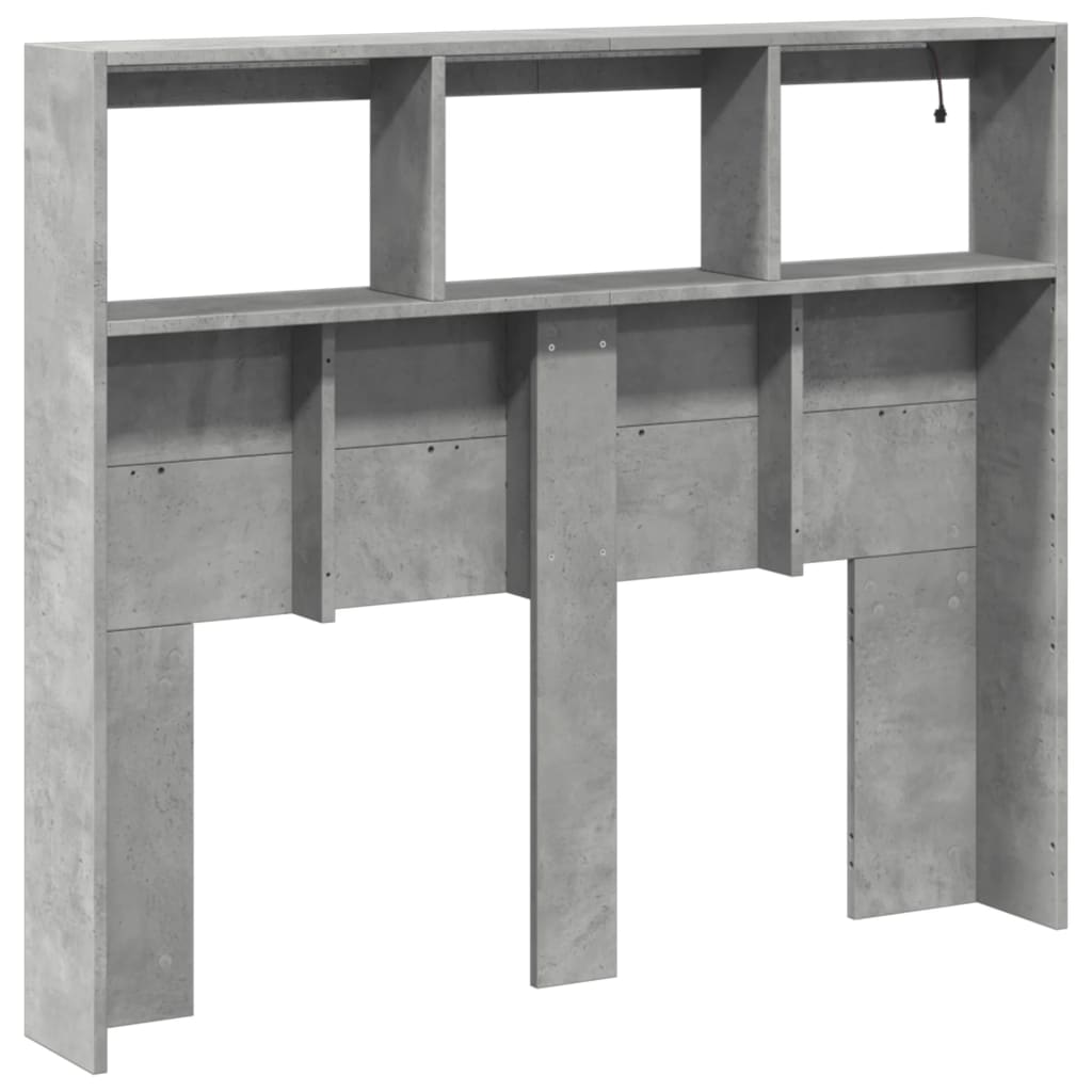 Hoofdbordkast met LED-verlichting 120x17x102 cm betongrijs is nu te koop bij PeponiXL, paradijselijk wonen!