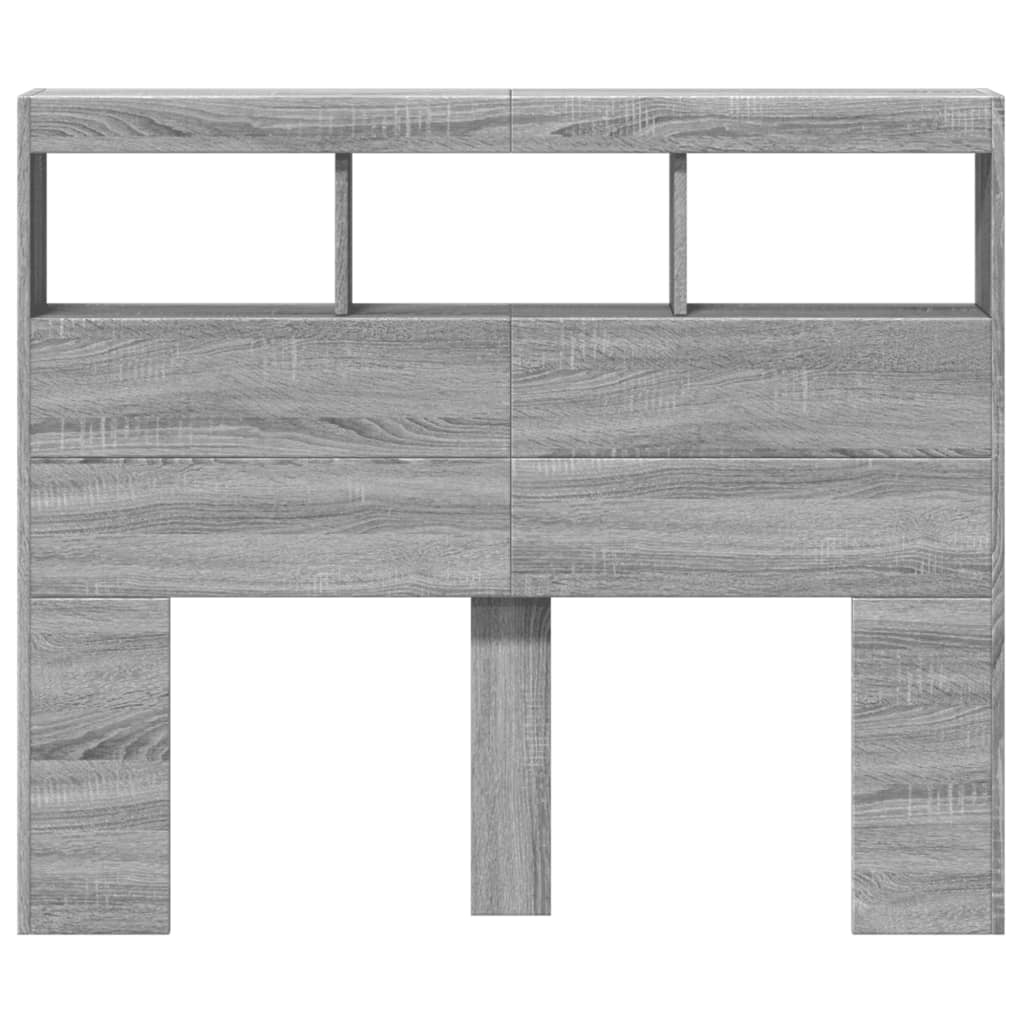 Hoofdbordkast met LED-verlichting 120x17x102 cm grijs sonoma is nu te koop bij PeponiXL, paradijselijk wonen!