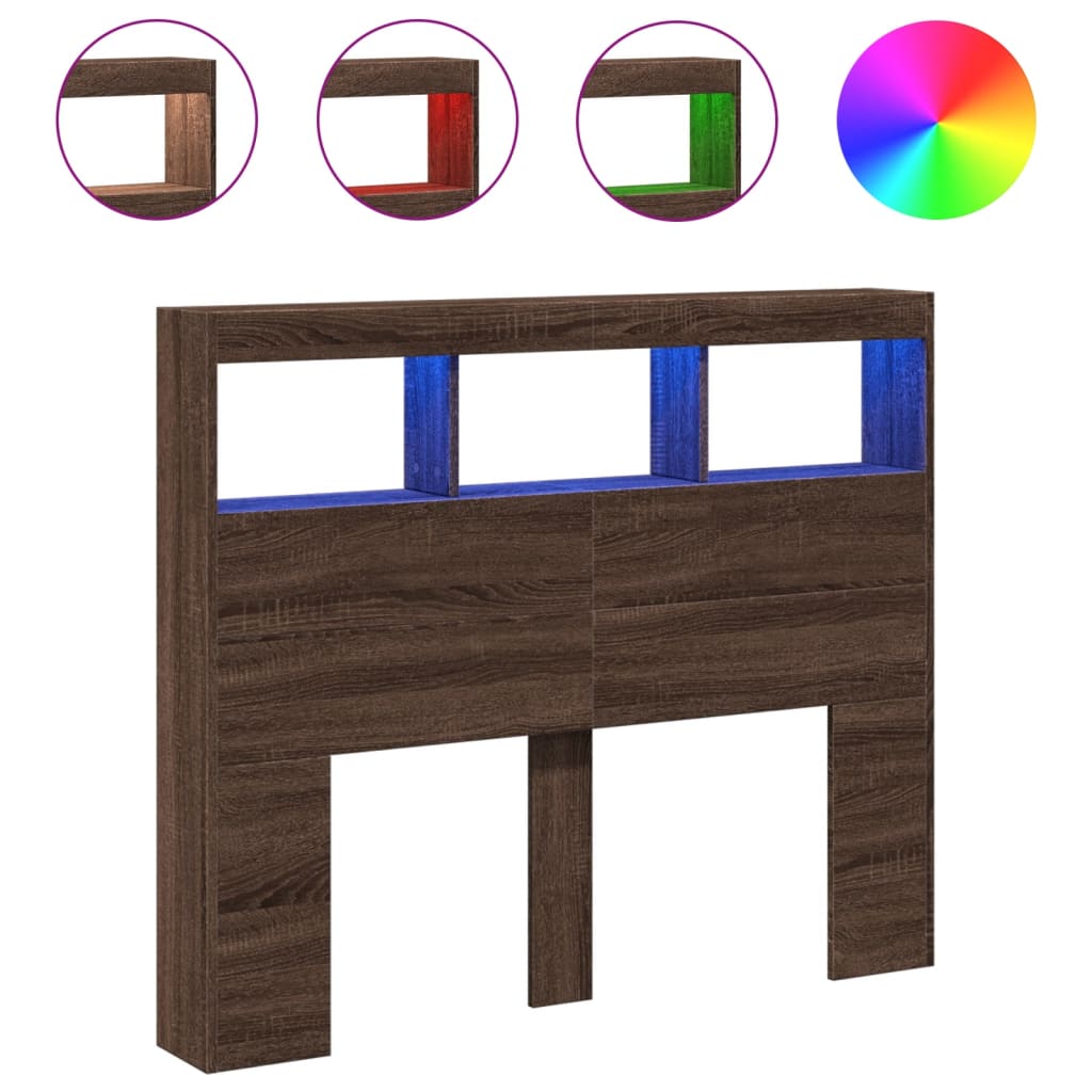 Hoofdbordkast met LED-verlichting 120x17x102 cm bruin eiken is nu te koop bij PeponiXL, paradijselijk wonen!