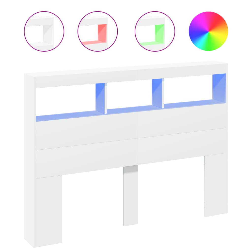 Hoofdbordkast met LED-verlichting 140x17x102 cm wit is nu te koop bij PeponiXL, paradijselijk wonen!