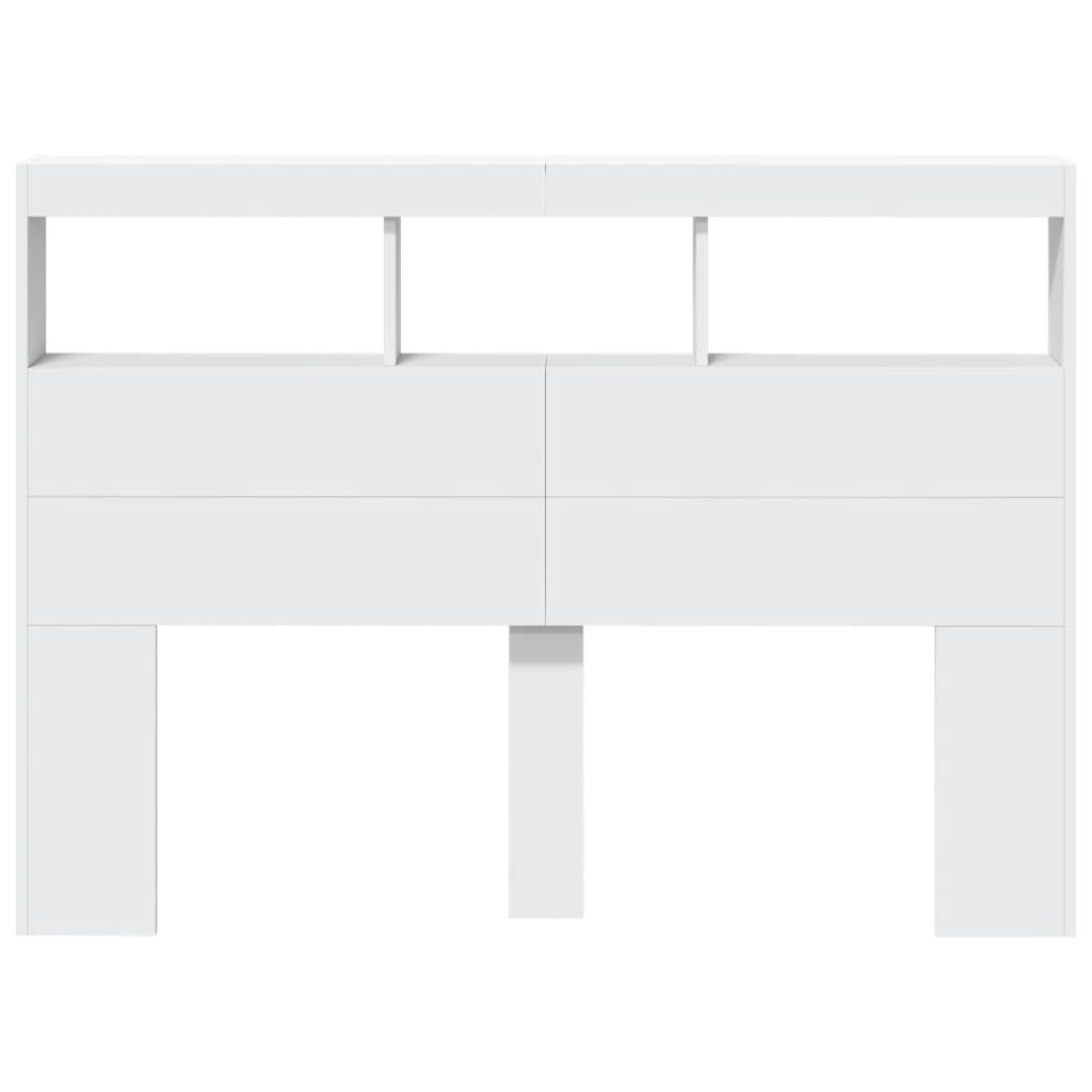 Hoofdbordkast met LED-verlichting 140x17x102 cm wit is nu te koop bij PeponiXL, paradijselijk wonen!