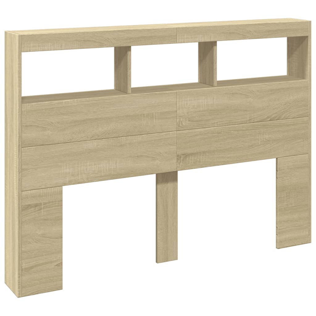 Hoofdbordkast met LED-verlichting 140x17x102 cm sonoma eiken is nu te koop bij PeponiXL, paradijselijk wonen!