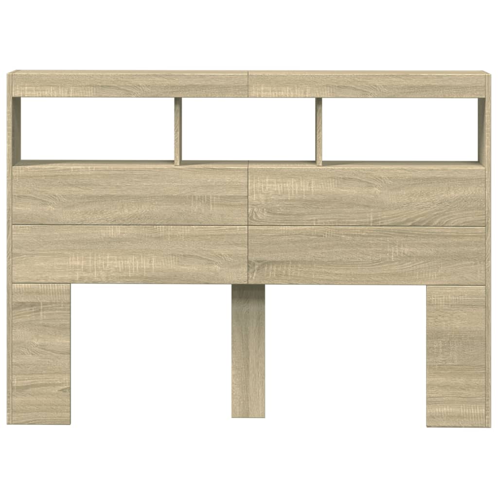 Hoofdbordkast met LED-verlichting 140x17x102 cm sonoma eiken is nu te koop bij PeponiXL, paradijselijk wonen!