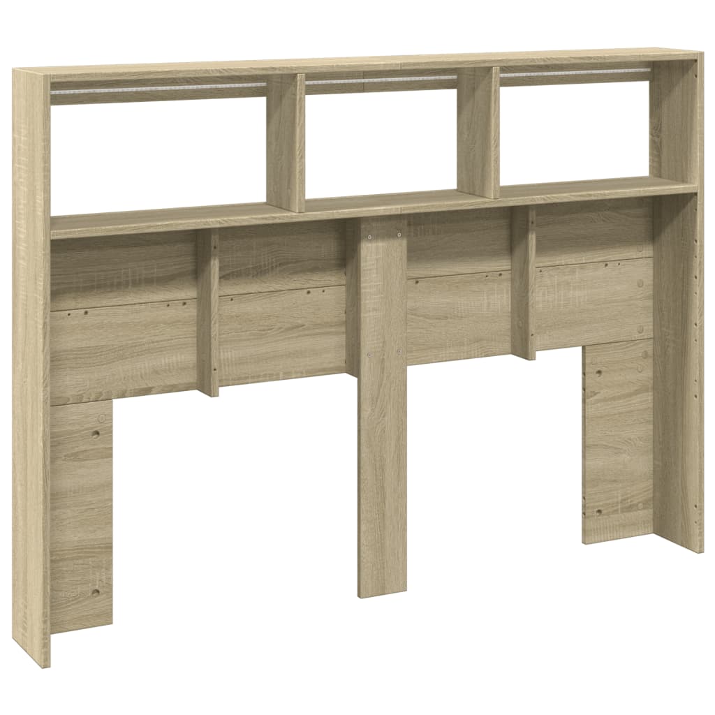 Hoofdbordkast met LED-verlichting 140x17x102 cm sonoma eiken is nu te koop bij PeponiXL, paradijselijk wonen!