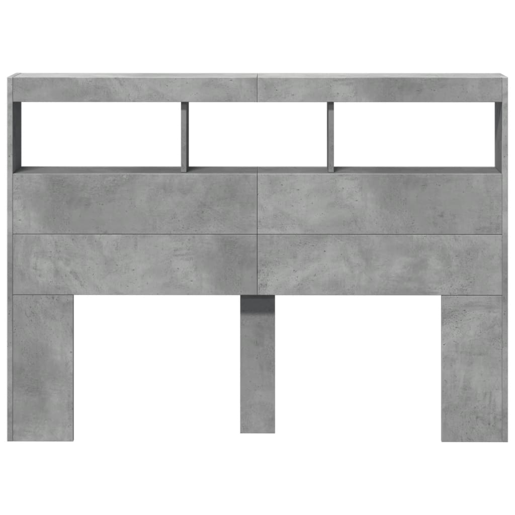 Hoofdbordkast met LED-verlichting 140x17x102 cm betongrijs is nu te koop bij PeponiXL, paradijselijk wonen!