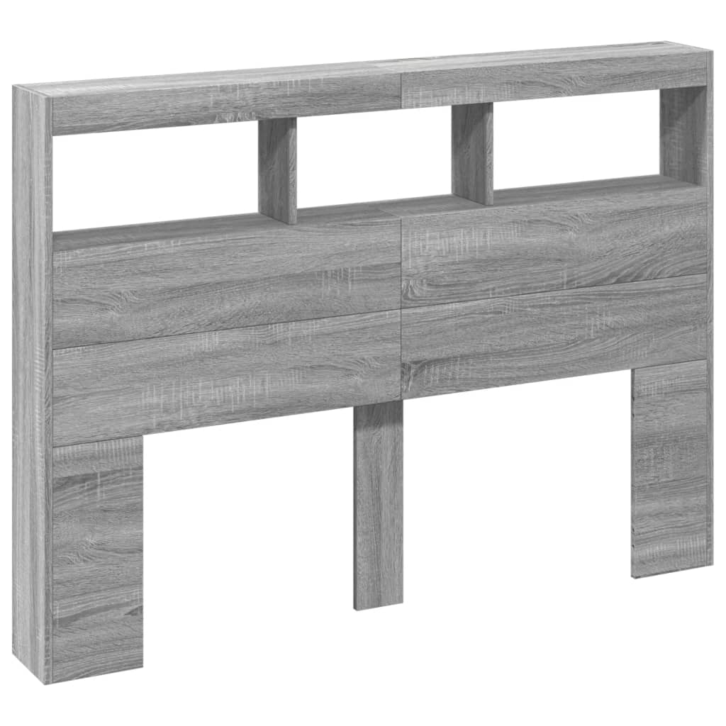 Hoofdbordkast met LED-verlichting 140x17x102 cm grijs sonoma is nu te koop bij PeponiXL, paradijselijk wonen!