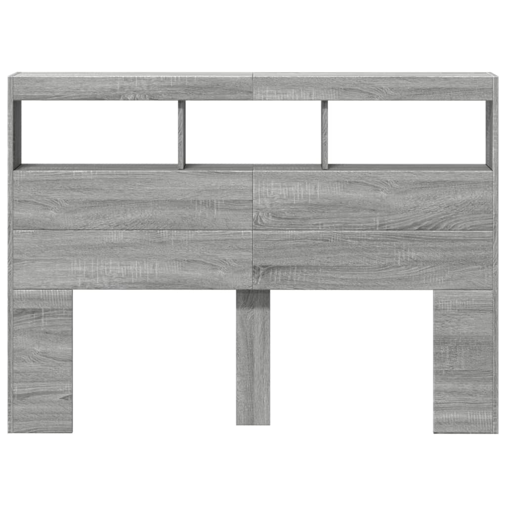 Hoofdbordkast met LED-verlichting 140x17x102 cm grijs sonoma is nu te koop bij PeponiXL, paradijselijk wonen!