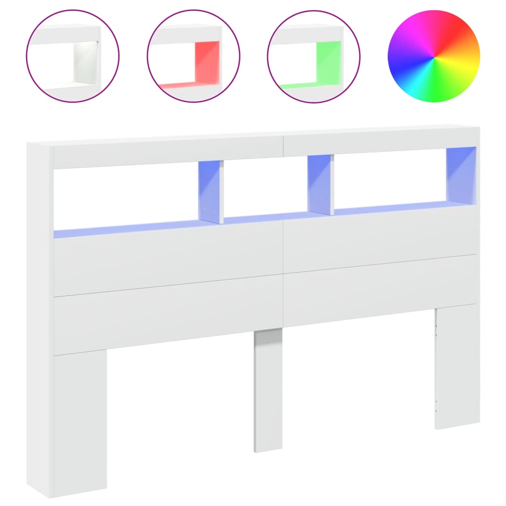 Hoofdbordkast met LED-verlichting 160x17x102 cm wit is nu te koop bij PeponiXL, paradijselijk wonen!