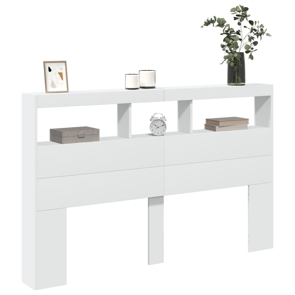 Hoofdbordkast met LED-verlichting 160x17x102 cm wit is nu te koop bij PeponiXL, paradijselijk wonen!
