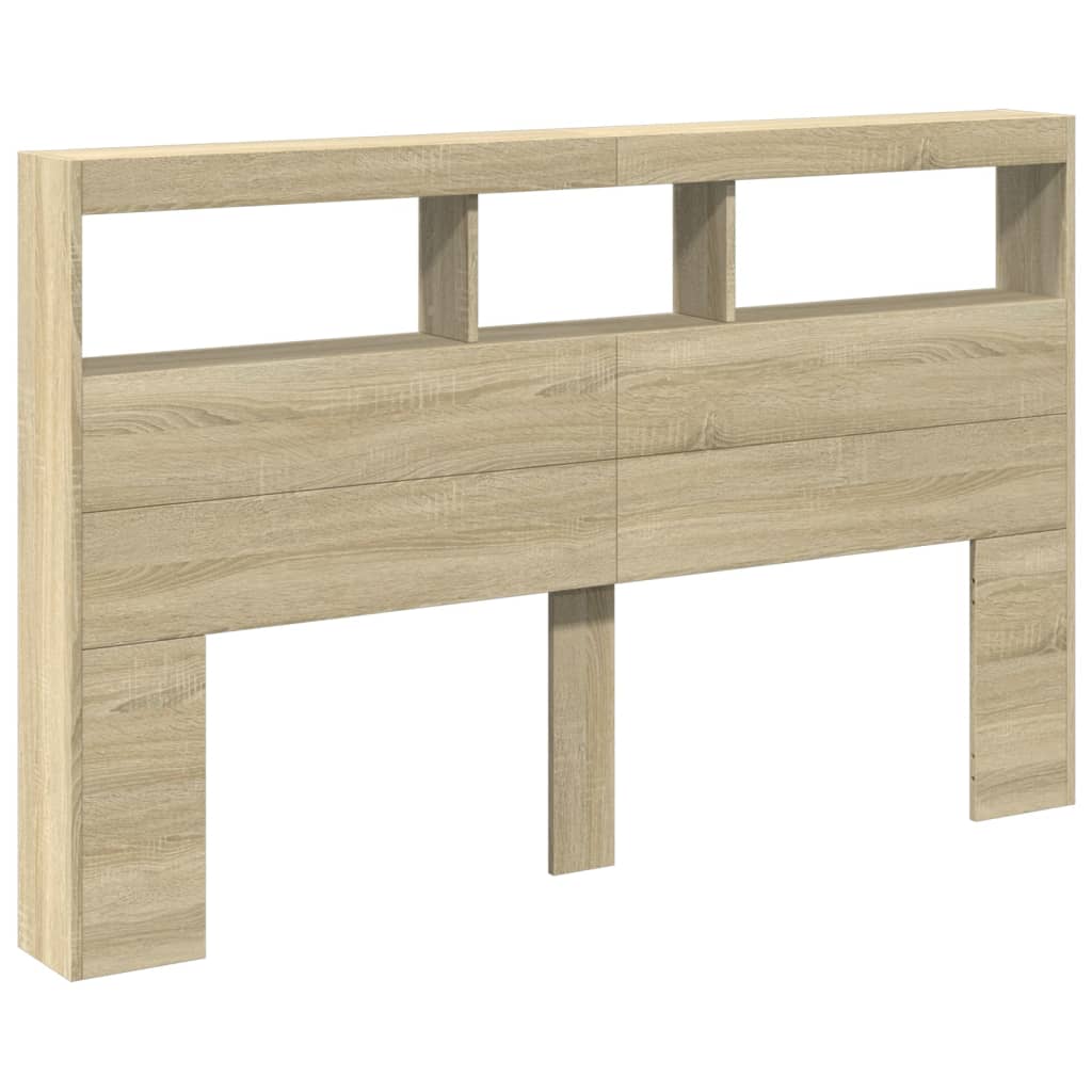 Hoofdbordkast met LED-verlichting 160x17x102 cm sonoma eiken is nu te koop bij PeponiXL, paradijselijk wonen!