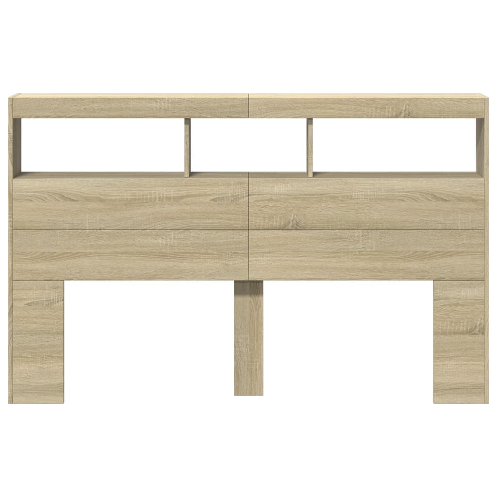 Hoofdbordkast met LED-verlichting 160x17x102 cm sonoma eiken is nu te koop bij PeponiXL, paradijselijk wonen!