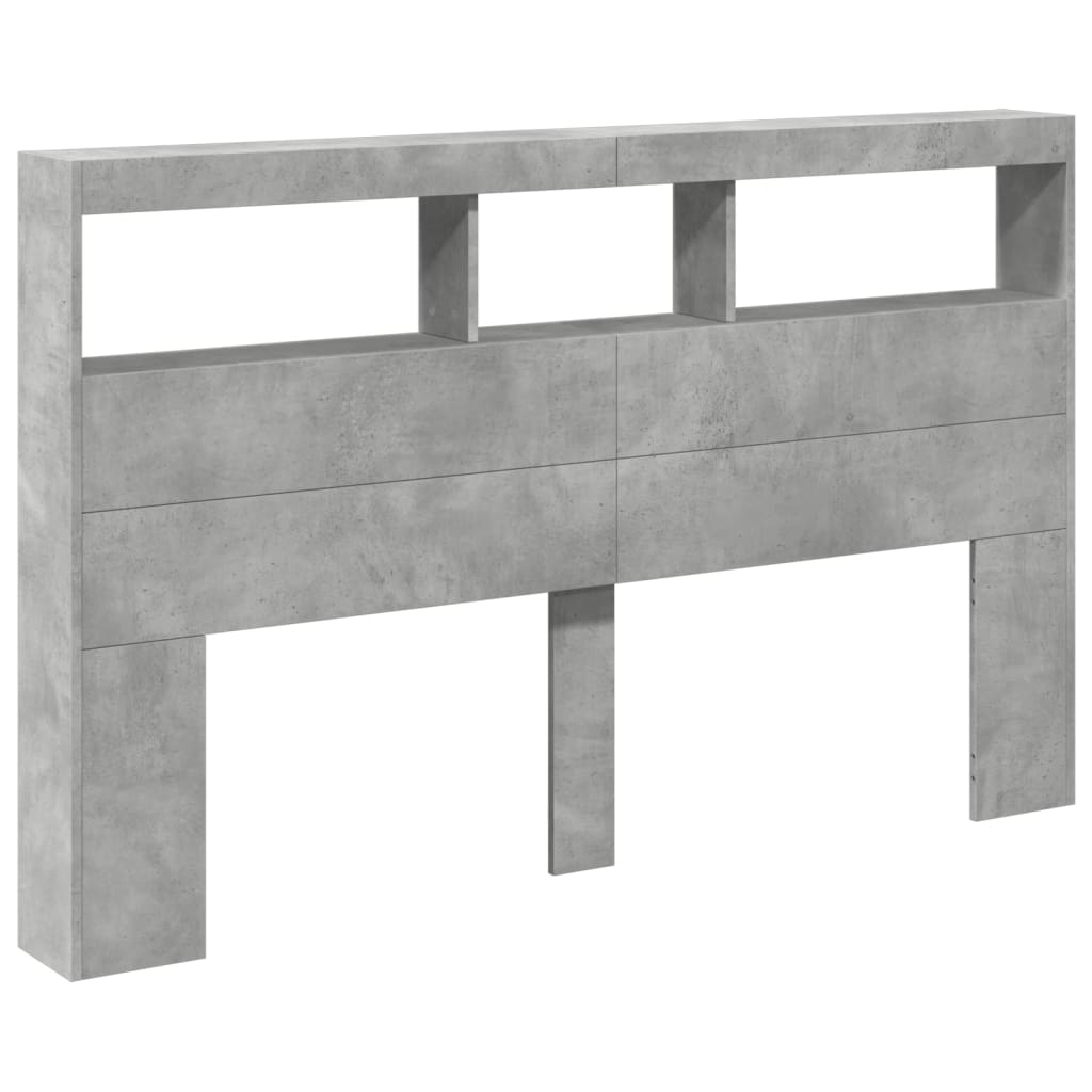 Hoofdbordkast met LED-verlichting 160x17x102 cm betongrijs is nu te koop bij PeponiXL, paradijselijk wonen!