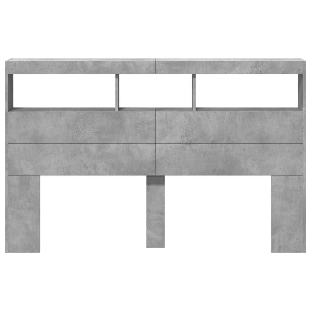 Hoofdbordkast met LED-verlichting 160x17x102 cm betongrijs is nu te koop bij PeponiXL, paradijselijk wonen!