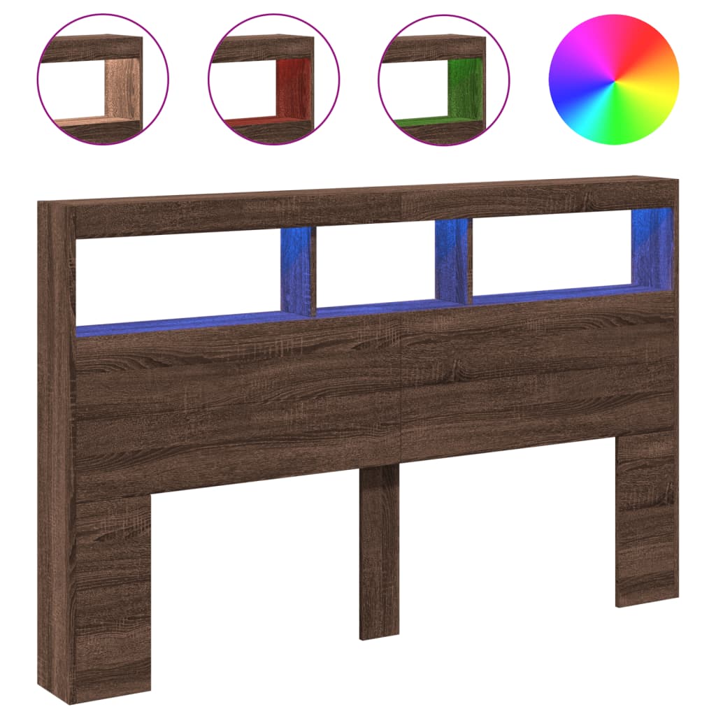 Hoofdbordkast met LED-verlichting 160x17x102 cm bruin eiken is nu te koop bij PeponiXL, paradijselijk wonen!