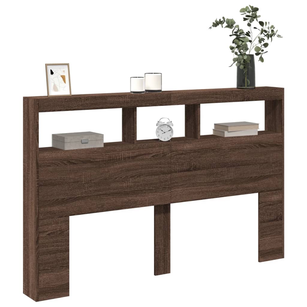 Hoofdbordkast met LED-verlichting 160x17x102 cm bruin eiken is nu te koop bij PeponiXL, paradijselijk wonen!