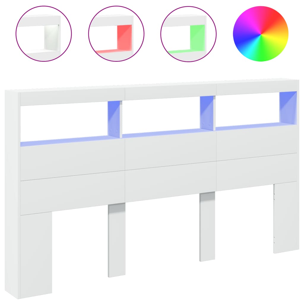 Hoofdbordkast met LED-verlichting 180x17x102 cm wit is nu te koop bij PeponiXL, paradijselijk wonen!