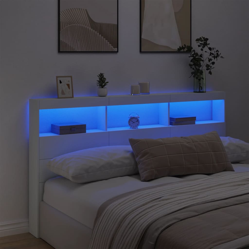 Hoofdbordkast met LED-verlichting 180x17x102 cm wit is nu te koop bij PeponiXL, paradijselijk wonen!