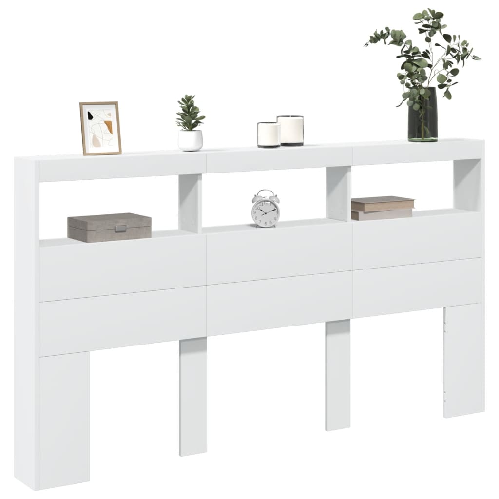 Hoofdbordkast met LED-verlichting 180x17x102 cm wit is nu te koop bij PeponiXL, paradijselijk wonen!