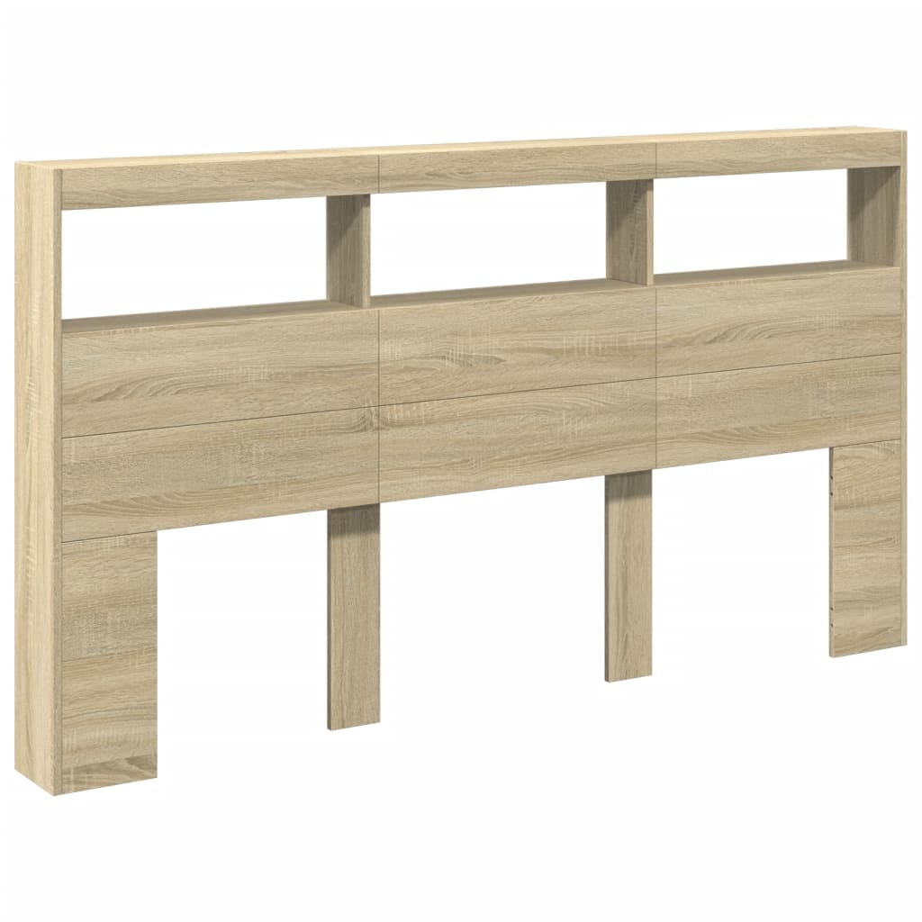 Hoofdbordkast met LED-verlichting 180x17x102 cm sonoma eiken is nu te koop bij PeponiXL, paradijselijk wonen!