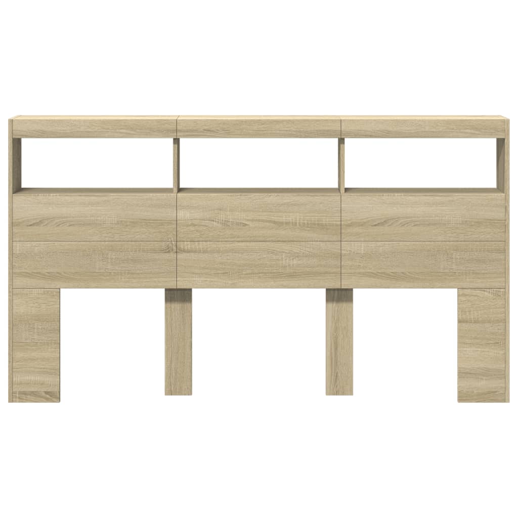 Hoofdbordkast met LED-verlichting 180x17x102 cm sonoma eiken is nu te koop bij PeponiXL, paradijselijk wonen!