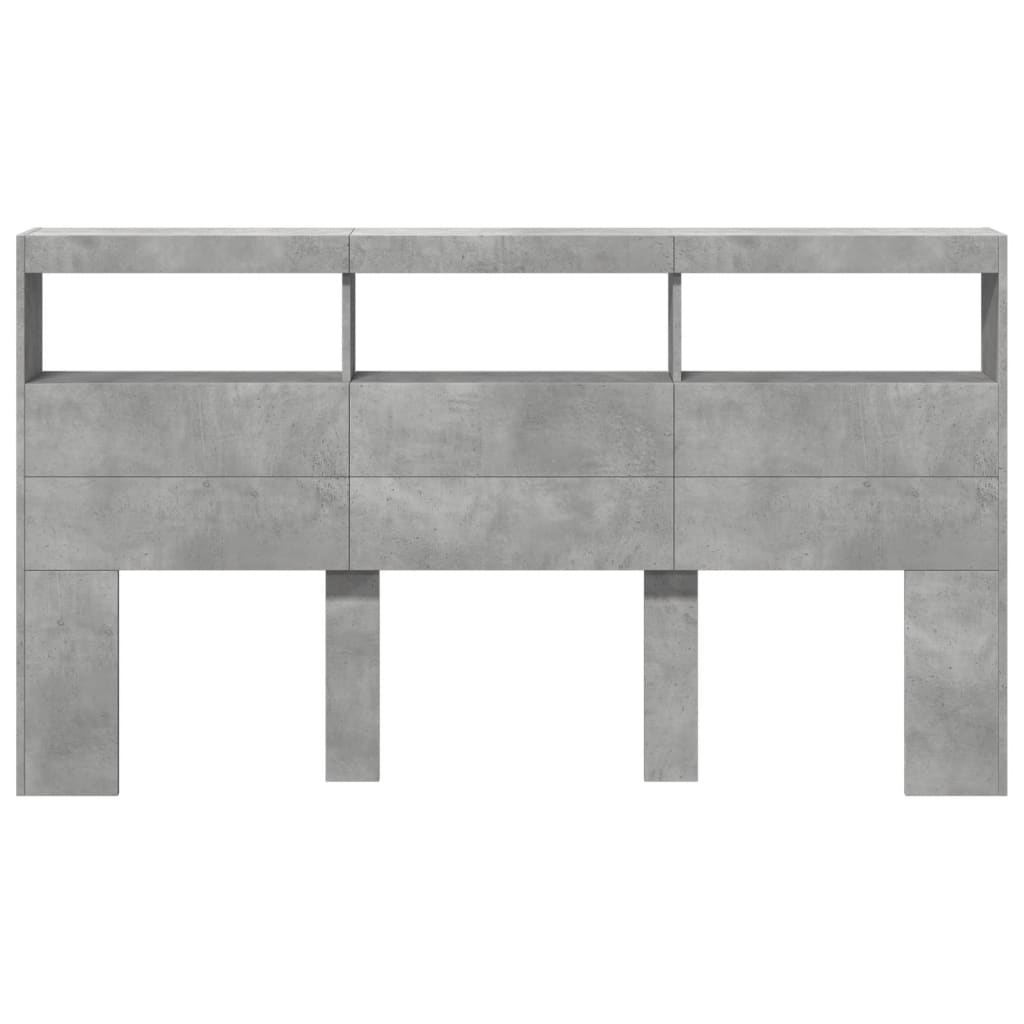 Hoofdbordkast met LED-verlichting 180x17x102 cm betongrijs is nu te koop bij PeponiXL, paradijselijk wonen!